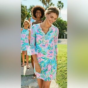 NWT Lilly Pulitzer Elenora Silk Dress, Multi Totally Blossom, Medium